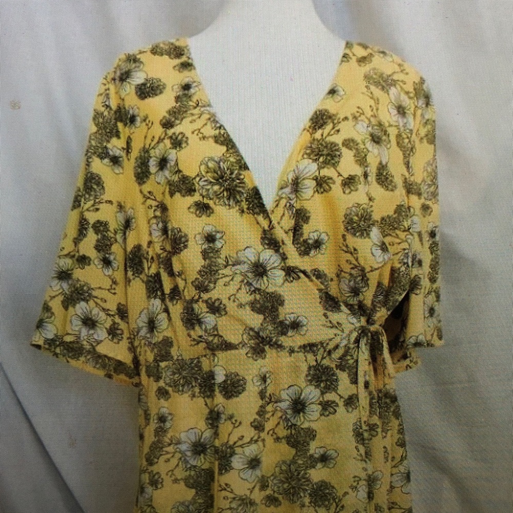 Floral Wrap Dress in Yellow and Black